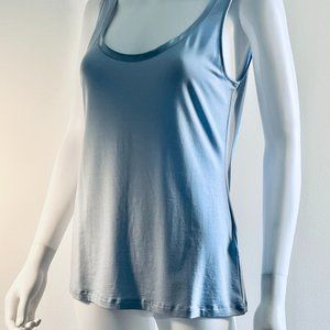 Banana Republic Luxe Touch Sky Light Blue Sleeveless Tank Top Satin Trim, M